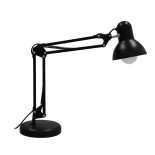 GloboStar® DESK BLACK 01538 Μοντέρνο Επιτραπέζιο Φωτιστικό Γραφείου Μονόφωτο Μεταλλικό Μαύρο Λευκό Φ12 x Υ67cm