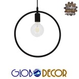 GloboStar® OMICRON 01578 Μοντέρνο Κρεμαστό Φωτιστικό Γεωμετρικό Σχήμα Μονόφωτο 1 x E27 IP20 Μαύρο Μέταλλο - Μ33 x Π4 x Υ33cm