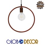 GloboStar® OMICRON 01579 Μοντέρνο Κρεμαστό Φωτιστικό Γεωμετρικό Σχήμα Μονόφωτο 1 x E27 IP20 Χάλκινο Μέταλλο - Μ33 x Π4 x Υ33cm