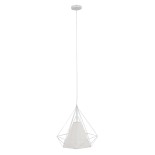 GloboStar® KAIRI 01619 Μοντέρνο Industrial Κρεμαστό Φωτιστικό Οροφής Μονόφωτο 1 x E27 Λευκό με Ύφασμα Μεταλλικό Πλέγμα Φ38 x Υ39cm