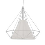GloboStar® KAIRI 01619 Μοντέρνο Industrial Κρεμαστό Φωτιστικό Οροφής Μονόφωτο 1 x E27 Λευκό με Ύφασμα Μεταλλικό Πλέγμα Φ38 x Υ39cm