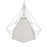 GloboStar® KAIRI 01619 Μοντέρνο Industrial Κρεμαστό Φωτιστικό Οροφής Μονόφωτο 1 x E27 Λευκό με Ύφασμα Μεταλλικό Πλέγμα Φ38 x Υ39cm