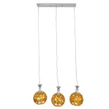 GLOBOSTAR® BOUQUET 01671 Μοντέρνο Κρεμαστό Φωτιστικό Οροφής με Ντουί 3 x E27 AC 220-240V IP20 - Χρυσό & Διάφανο - Μ64 x Π18 x Υ24cm
