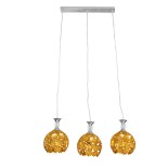 GLOBOSTAR® BOUQUET 01671 Μοντέρνο Κρεμαστό Φωτιστικό Οροφής με Ντουί 3 x E27 AC 220-240V IP20 - Χρυσό & Διάφανο - Μ64 x Π18 x Υ24cm