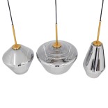 GLOBOSTAR® AMARIS 00975 Μοντέρνο Κρεμαστό Φωτιστικό Οροφής με Ντουί 3 x E27 AC 220-240V IP20 - Χρυσό & Ασημί - Μ75 x Π30 x Υ30cm