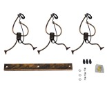 GloboStar® LITTLE MAN 00979 SET Μοντέρνο Κρεμαστό Φωτιστικό Οροφής Τρίφωτο 3 x E27 Καφέ Σκουριά Μεταλλικό Μ70 x Π10 x Υ105cm