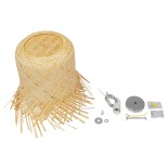GloboStar® HAWAII 01103 Boho Κρεμαστό Φωτιστικό Καμπάνα Μονόφωτο 1 x E27 IP20 Μπέζ Ξύλο - Μ40 x Π40 x Y43cm