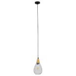 GLOBOSTAR® NOAH 01491 Μοντέρνο Κρεμαστό Φωτιστικό Οροφής με Ντουί 1 x E27 AC 220-240V IP20 - Διάφανο & Μπεζ - Μ16 x Π16 x Υ30cm