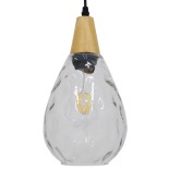 GLOBOSTAR® NOAH 01491 Μοντέρνο Κρεμαστό Φωτιστικό Οροφής με Ντουί 1 x E27 AC 220-240V IP20 - Διάφανο & Μπεζ - Μ16 x Π16 x Υ30cm