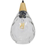 GLOBOSTAR® NOAH 01491 Μοντέρνο Κρεμαστό Φωτιστικό Οροφής με Ντουί 1 x E27 AC 220-240V IP20 - Διάφανο & Μπεζ - Μ16 x Π16 x Υ30cm