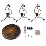 GloboStar® LITTLE MAN 01656 SET Μοντέρνο Κρεμαστό Φωτιστικό Οροφής Τρίφωτο 3 x E27 Καφέ Σκουριά Μεταλλικό Φ45 x Υ40cm