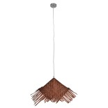 GloboStar® RICEHAT 01667 Boho Κρεμαστό Φωτιστικό Καμπάνα Μονόφωτο 1 x E27 IP20 Καφέ Ξύλο - Μ70 x Π70 x Y25cm