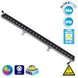 LED Wall Washer Αρχιτεκτονικού Φωτισμού 100cm GENIUS DMX512 48W CREE 24v 4800lm Δέσμης 10-30° Μοιρών Αδιάβροχο IP66 RGB GloboStar 05114