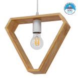 GloboStar® ELISE 01430 Μοντέρνο Κρεμαστό Φωτιστικό Γεωμετρικό Σχήμα Μονόφωτο 1 x E27 IP20 Μπεζ Ξύλο - Μ29 x Π8 x Υ28cm