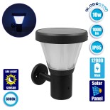 GLOBOSTAR® SOLARTIS 12126 Μοντέρνο Φωτιστικό Τοίχου - Απλίκα LED 10W 1000lm 180° με Ενσωματωμένο Φωτοβολταϊκό Panel 6V 5W & Επαναφορτιζόμενη Μπαταρία Li-ion 3.2V 6000mAh με Αισθητήρα Ημέρας-Νύχτας Αδιάβροχο IP65 Ψυχρό Λευκό 6000K - Γκρι Ανθρακί - Μ24 x Π3