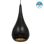 GLOBOSTAR® JANIS 01589 Μοντέρνο Κρεμαστό Φωτιστικό Οροφής με Ντουί 1 x E27 AC 220-240V IP20 - Μαύρο & Χρυσό - Μ20 x Π20 x Υ46cm