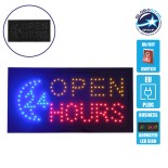 Φωτιστικό LED Σήμανσης OPEN 24 HOURS με Διακόπτη ON/OFF και Πρίζα 230v 48x2x25cm GloboStar 96305
