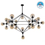 GLOBOSTAR® SENTINEL 01638 Μοντέρνο Κρεμαστό Φωτιστικό Οροφής με Ντουί 21 x E27 AC 220-240V IP20 - Μαύρο & Μελί - Μ170 x Π170 x Υ136cm