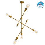 GloboStar® ESTHER 00993 Μοντέρνο Φωτιστικό Οροφής Πολυέλαιος Πολύφωτο 7 x E27 IP20 Χρυσό Μέταλλο - Μ75 x Π75 x Υ88cm