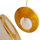GLOBOSTAR® HUDSON 01554 Μοντέρνο Κρεμαστό Φωτιστικό Οροφής με Ντουί 1 x E27 AC 220-240V IP20 - Λευκό & Χρυσό - Μ20 x Π20 x Υ25cm