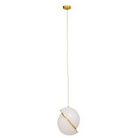 GloboStar® HUDSON 01555 Μοντέρνο Κρεμαστό Φωτιστικό Μπάλα Μονόφωτο 1 x E27 IP20 Λευκό Πλαστικό & Χρυσό Μέταλλο - Μ30 x Π30 x Υ34cm