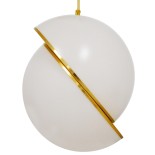 GloboStar® HUDSON 01555 Μοντέρνο Κρεμαστό Φωτιστικό Μπάλα Μονόφωτο 1 x E27 IP20 Λευκό Πλαστικό & Χρυσό Μέταλλο - Μ30 x Π30 x Υ34cm
