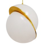 GloboStar® HUDSON 01555 Μοντέρνο Κρεμαστό Φωτιστικό Μπάλα Μονόφωτο 1 x E27 IP20 Λευκό Πλαστικό & Χρυσό Μέταλλο - Μ30 x Π30 x Υ34cm