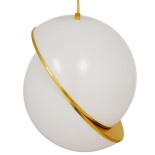 GloboStar® HUDSON 01555 Μοντέρνο Κρεμαστό Φωτιστικό Μπάλα Μονόφωτο 1 x E27 IP20 Λευκό Πλαστικό & Χρυσό Μέταλλο - Μ30 x Π30 x Υ34cm