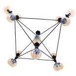 GloboStar® SENTINEL 01637 Μοντέρνο Φωτιστικό Οροφής Πλέγμα Πολύφωτο 15 x E27 IP20 Μαύρο Μέταλλο με μελί Γυαλί - Μ150 x Π150 x Υ115cm