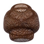 GloboStar® MALDIVES 01658 Boho Κρεμαστό Φωτιστικό Πλέγμα Μονόφωτο 1 x E27 IP20 Καφέ Ξύλο - Μ56 x Π56 x Υ54cm