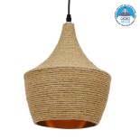 GLOBOSTAR® SHANGHAI ROPE 00916 Boho Κρεμαστό Φωτιστικό Οροφής με Ντουί 1 x E27 AC 220-240V IP20 - Μπεζ - Μ24 x Π24 x Υ30cm
