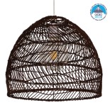 GLOBOSTAR® MALIBU 00970 Boho Κρεμαστό Φωτιστικό Οροφής με Ντουί 1 x E27 AC 220-240V IP20 - Καφέ - Μ40 x Π40 x Υ35cm
