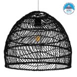 GLOBOSTAR® MALIBU 00969 Boho Κρεμαστό Φωτιστικό Οροφής με Ντουί 1 x E27 AC 220-240V IP20 - Μαύρο - Μ40 x Π40 x Υ35cm