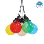 GloboStar® PARTY 01508 Μοντέρνο Κρεμαστό Φωτιστικό Φιγούρα Πολύφωτο 5 x E27 IP20 Πολύχρωμο Γυαλί - Μ41 x Π41 x Υ30cm