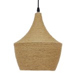 GLOBOSTAR® SHANGHAI ROPE 00916 Boho Κρεμαστό Φωτιστικό Οροφής με Ντουί 1 x E27 AC 220-240V IP20 - Μπεζ - Μ24 x Π24 x Υ30cm