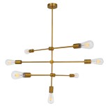 GloboStar® ESTHER 00993 Μοντέρνο Φωτιστικό Οροφής Πολυέλαιος Πολύφωτο 7 x E27 IP20 Χρυσό Μέταλλο - Μ75 x Π75 x Υ88cm