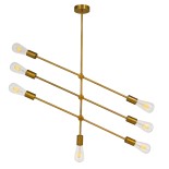 GloboStar® ESTHER 00993 Μοντέρνο Φωτιστικό Οροφής Πολυέλαιος Πολύφωτο 7 x E27 IP20 Χρυσό Μέταλλο - Μ75 x Π75 x Υ88cm