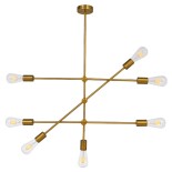 GloboStar® ESTHER 00993 Μοντέρνο Φωτιστικό Οροφής Πολυέλαιος Πολύφωτο 7 x E27 IP20 Χρυσό Μέταλλο - Μ75 x Π75 x Υ88cm