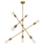 GloboStar® ESTHER 00993 Μοντέρνο Φωτιστικό Οροφής Πολυέλαιος Πολύφωτο 7 x E27 IP20 Χρυσό Μέταλλο - Μ75 x Π75 x Υ88cm