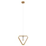 GloboStar® ELISE 01430 Μοντέρνο Κρεμαστό Φωτιστικό Γεωμετρικό Σχήμα Μονόφωτο 1 x E27 IP20 Μπεζ Ξύλο - Μ29 x Π8 x Υ28cm