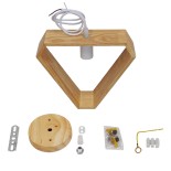 GloboStar® ELISE 01430 Μοντέρνο Κρεμαστό Φωτιστικό Γεωμετρικό Σχήμα Μονόφωτο 1 x E27 IP20 Μπεζ Ξύλο - Μ29 x Π8 x Υ28cm