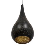 GLOBOSTAR® JANIS 01589 Μοντέρνο Κρεμαστό Φωτιστικό Οροφής με Ντουί 1 x E27 AC 220-240V IP20 - Μαύρο & Χρυσό - Μ20 x Π20 x Υ46cm