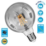 GloboStar® 99073 Λάμπα E27 G125 Γλόμπος LED LONG FILAMENT 8W 800 lm 320° AC 85-265V Edison Retro με Φιμέ Γυαλί Θερμό Λευκό 2700 K Dimmable