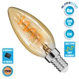 GloboStar® 99133 Λάμπα E14 C35 Κεράκι LED SOFT SPIRAL FILAMENT 4W 320 lm 320° AC 85-265V Edison Retro με Μελί Γυαλί Ultra Θερμό Λευκό 2200 K Dimmable
