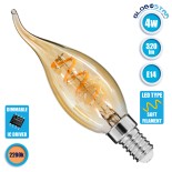 GloboStar® 99134 Λάμπα E14 C35T Κεράκι LED SOFT SPIRAL FILAMENT 4W 320 lm 320° AC 85-265V Φλόγα Flame Edison Retro με Μελί Γυαλί Ultra Θερμό Λευκό 2200 K Dimmable