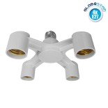 GloboStar® 78977 Πλαστικός Αντάπτορας Μετατροπέας από 1xE27 Ντουί σε 4xE27 Ντουί Λευκό