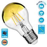 GloboStar® 99107 Λάμπα E27 A60 Γλόμπος με Ανεστραμμένο Χρυσό Καθρέπτη LED FILAMENT 8W 840 lm 320° AC 85-265V Edison Retro με Διάφανο-Χρυσό Γυαλί Ultra Θερμό Λευκό 2200 K Dimmable