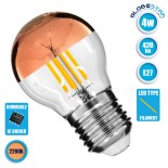 GloboStar® 99110 Λάμπα E27 G45 Γλομπάκι με Ανεστραμμένο Χάλκινο Καθρέπτη LED FILAMENT 4W 420 lm 320° AC 85-265V Edison Retro με Διάφανο-Χάκλινο Γυαλί Ultra Θερμό Λευκό 2200 K Dimmable