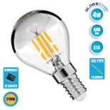 GloboStar® 99101 Λάμπα E14 G45 Γλομπάκι με Ανεστραμμένο Χρώμιο Καθρέπτη LED FILAMENT 4W 440 lm 320° AC 85-265V Edison Retro με Διάφανο-Χρώμιο Γυαλί Θερμό Λευκό 2700 K Dimmable