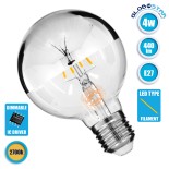 GloboStar® 99104 Λάμπα E27 G80 Γλόμπος με Ανεστραμμένο Χρώμιο Καθρέπτη LED FILAMENT 4W 440 lm 320° AC 85-265V Edison Retro με Διάφανο-Χρώμιο Γυαλί Θερμό Λευκό 2700 K Dimmable